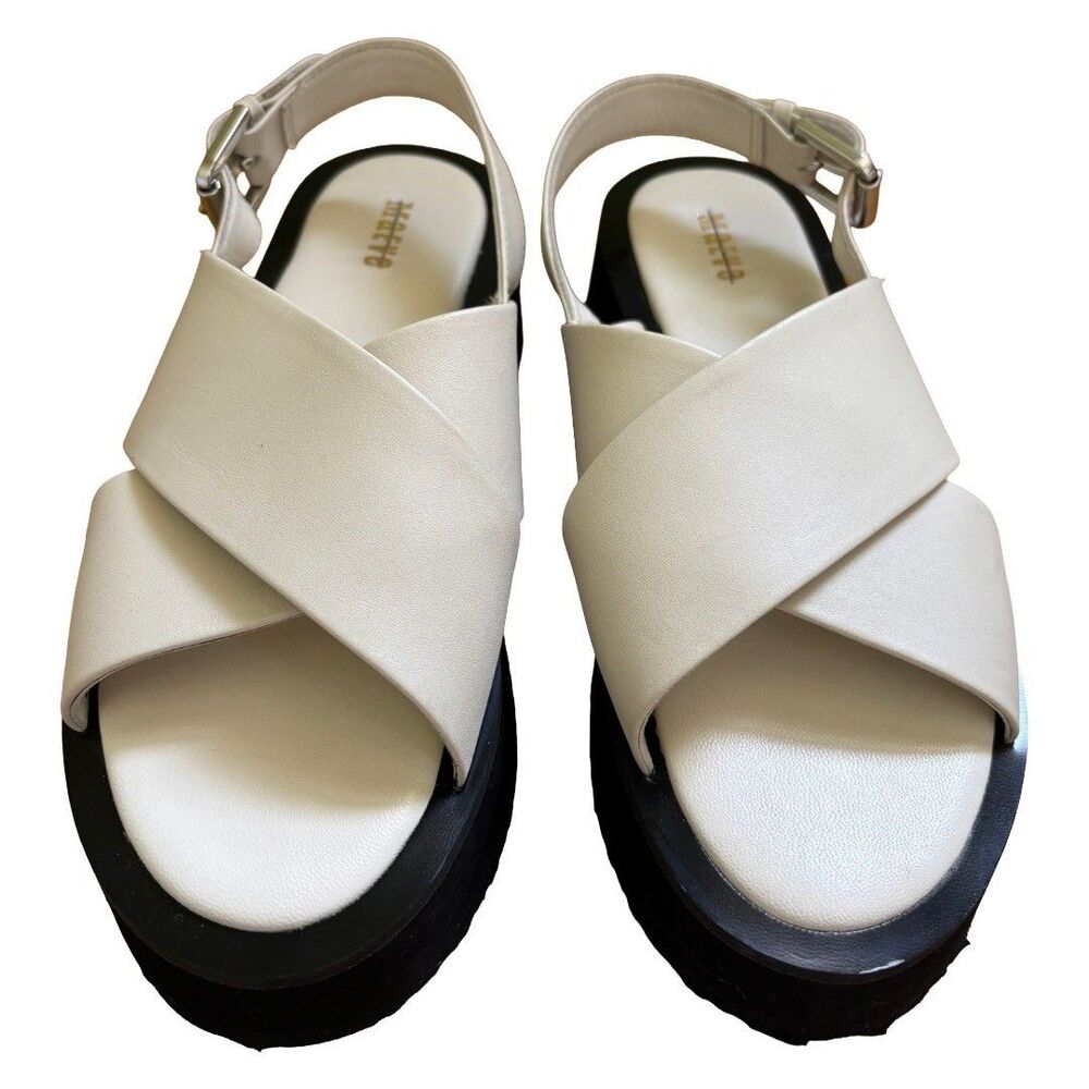 Maeve Anthropologie Cross-Strap Platform Sandals Beige EU 37 US 6.5 NWB